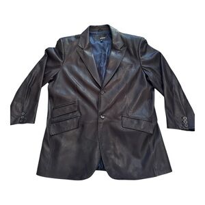 Vintage Murano Lamb Skin Leather Black Men’s Size XL Lined Blazer Coat